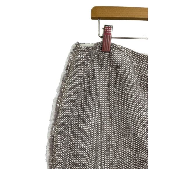 Lafayette 148 Skirt Tweed Fringe Trim Hem Beige Cream Size 18 - Picture 4 of 10